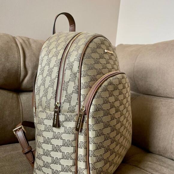 Michael Kors  Backpack canvas leather Tan mk all over versatile carry all main image 8